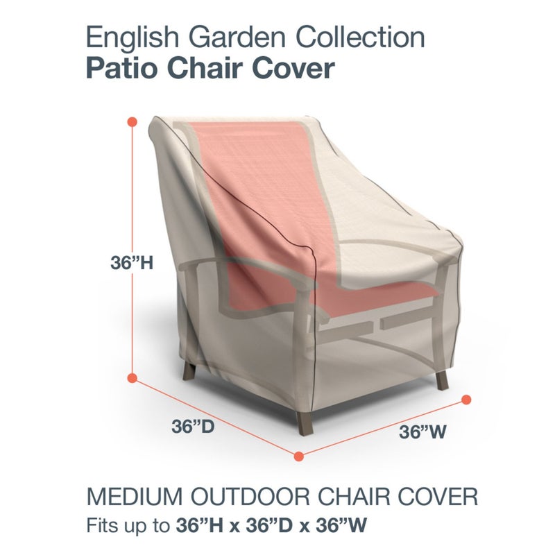 Budge P1W01PM1 English Garden Patio Chair Cover Heavy Duty and Waterproof, Medium, Tan Tweed - Image 2